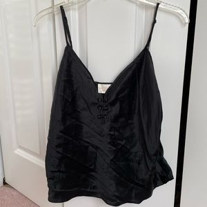 Black silk cami and shorts set